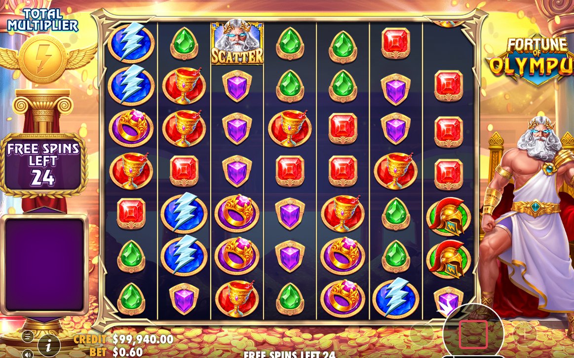 Free Spins-läget där Persistent Total Multiplier byggs upp över rundan.